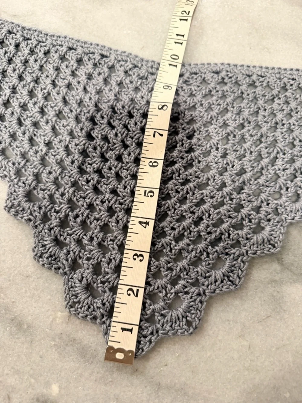 Handmade Crochet Kerchief Head Scarf Cotton Boho Triangle Wrap Fest Cottagecore